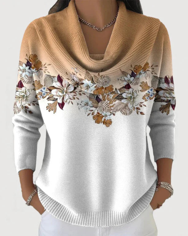 Alora - Blumenpullover mit Weichem Kragen