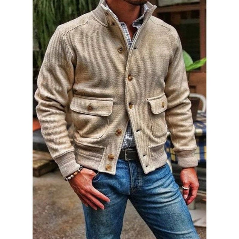Herren Stehkragen Unifarben Jacke