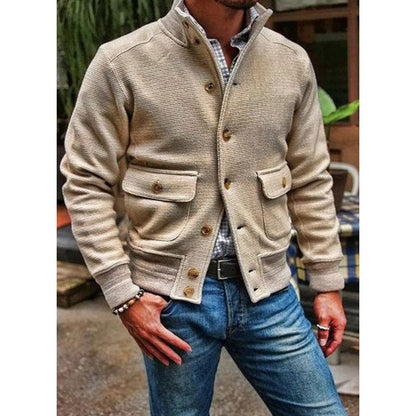 Herren Stehkragen Unifarben Jacke