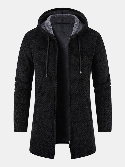 Langer Strickpullover mit Kapuze für Herren
