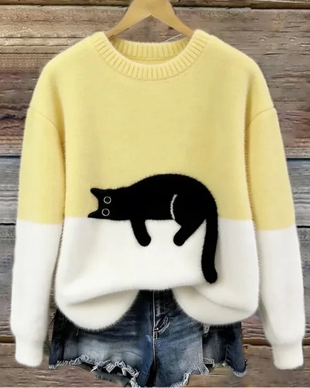 Luna - Damen Pullover mit Katzenmotiv