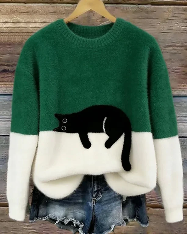 Luna - Damen Pullover mit Katzenmotiv