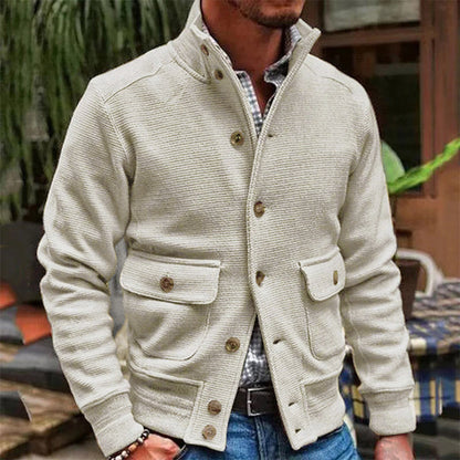 Herren Stehkragen Unifarben Jacke