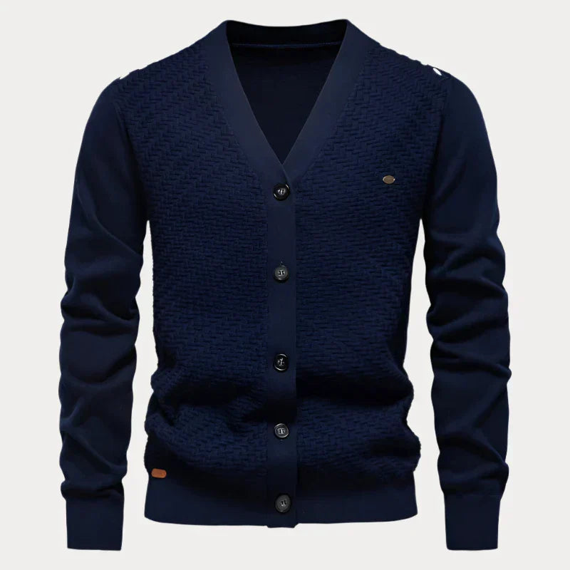 V-Ausschnitt Knopf-Cardigan für Herren