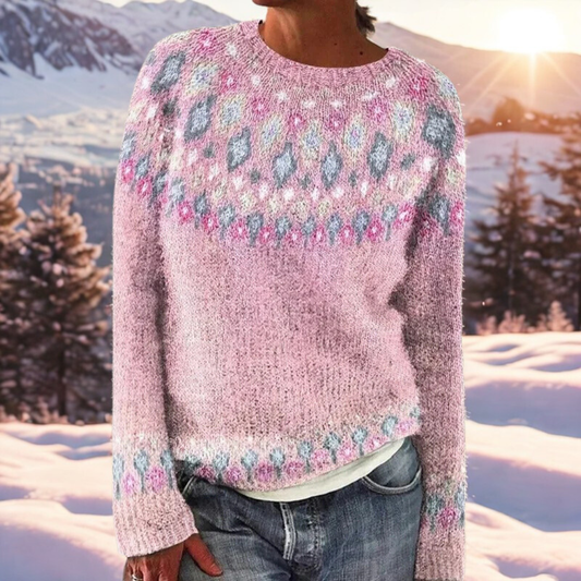 Elizabeth - Soft Knit Sweater with Traditional Woven Shoulder Detail
