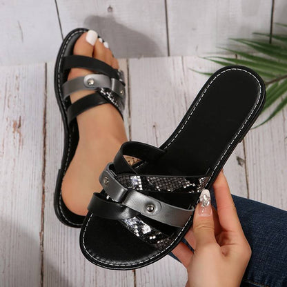 Aurora Leopard Kreuzriemen Sandalen