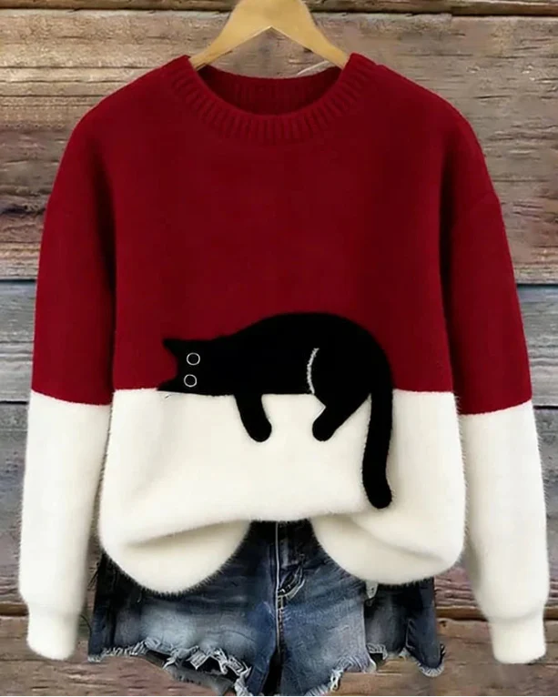 Luna - Damen Pullover mit Katzenmotiv