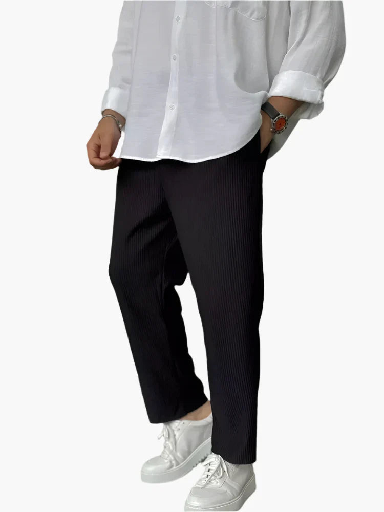 Herren Relax Fit Plissee Hose – Eleganter und Bequemer Alltags- und Business-Look