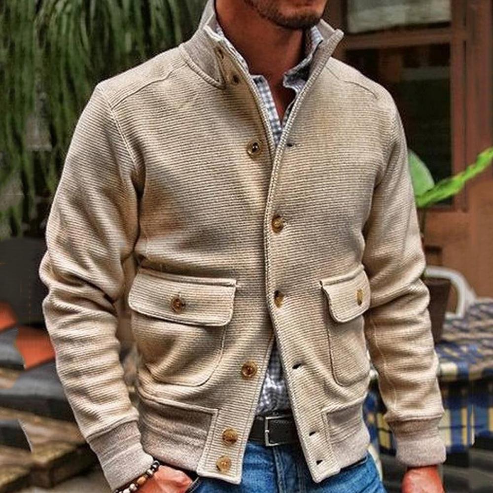 Herren Stehkragen Unifarben Jacke