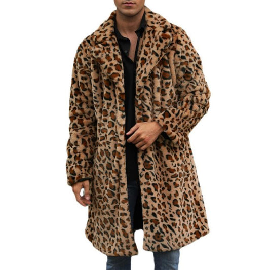 Leopard-Mantel in mittlerer Länge für Herren